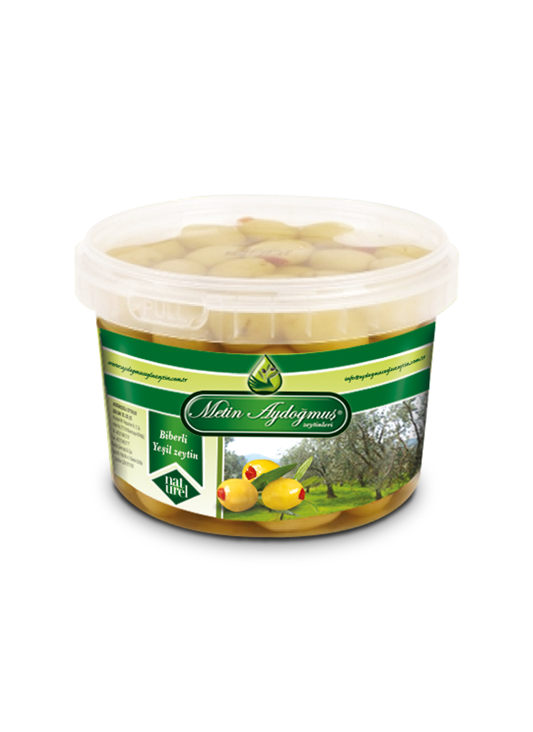 800 gr Biber Dolgulu Yeşil Zeytin | Metin Aydoğmuş Zeytinleri